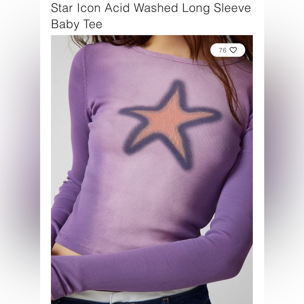 Urban Outfitters star icon, washed, baby tee long sleeve NEW 💜
